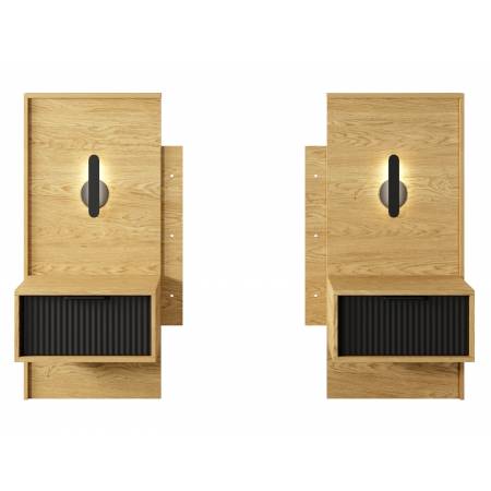 Łóżko 160 x 200 cm BALEO skandynawskie z pojemnikiem stolikami LED